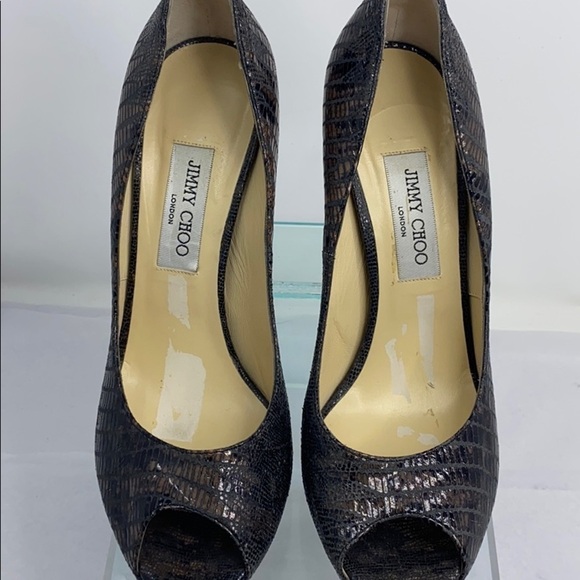 Jimmy Choo Sz 41 Luna Peep Toe Platform Pumps - Picture 5 of 11